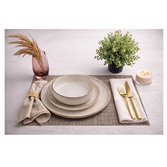 resm Tulu Porselen Yağmur Model Tabak Krem